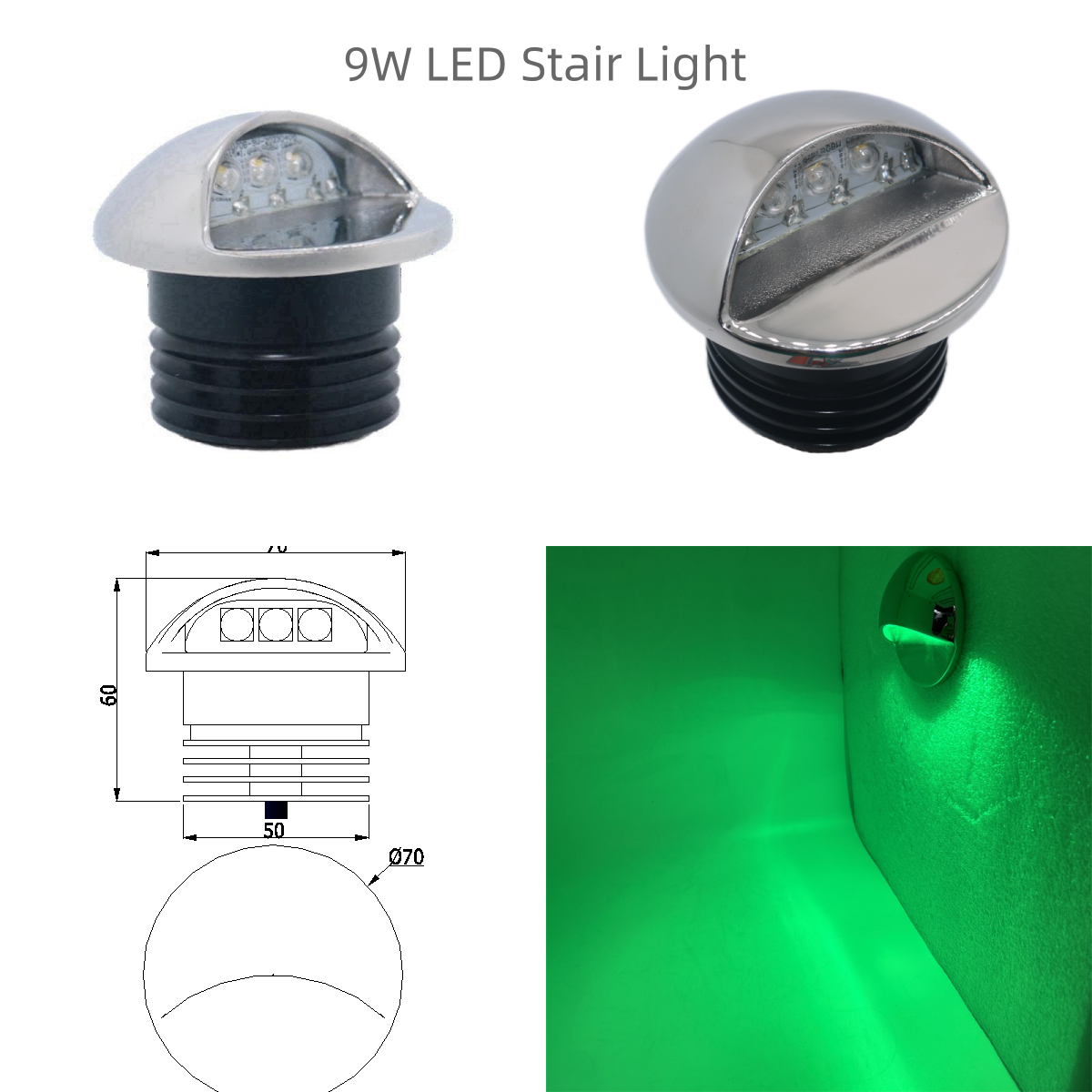 9W Recessed Waterproof LED Dock Light